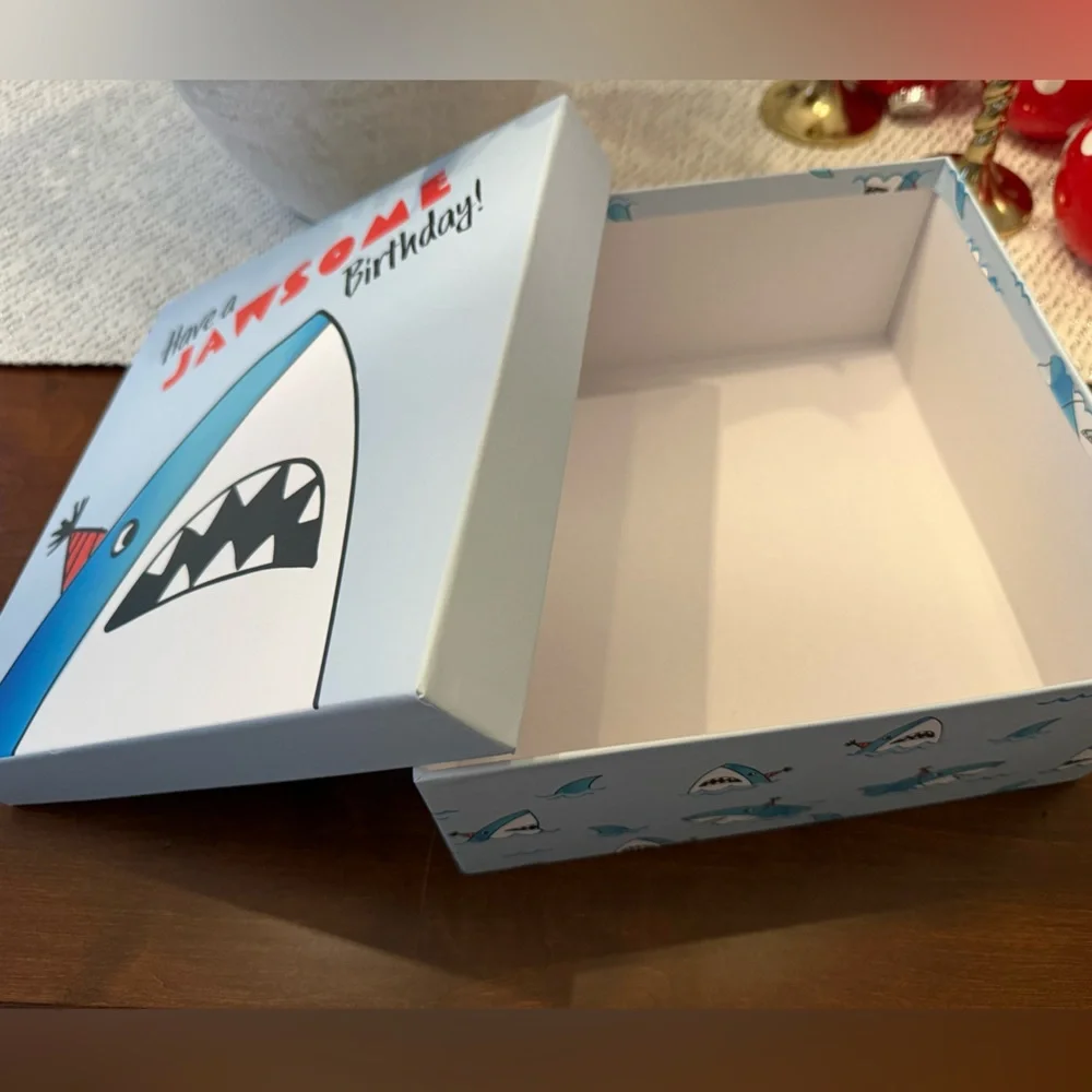 NEW! 🦈 Large Jawsome Birthday Shark Party Box Great for birthday gifts or decor